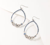 Susan Graver Front Facing Faceted Hematite Hoop Earrings